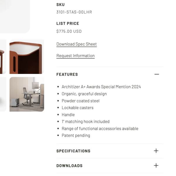Form Furniture Website – Product Page Detail - Open